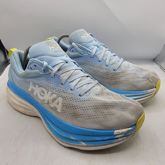 Hoka One One Bondi 8 Mens 10.5 D Shoes Blue Running Gym Walking 1123202 ABDB